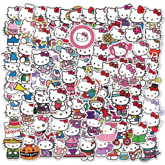 50 Pcs Cartoon Hello Kitty Stickers for Water Bottles, Waterproof Durable. - Picture 1 of 6